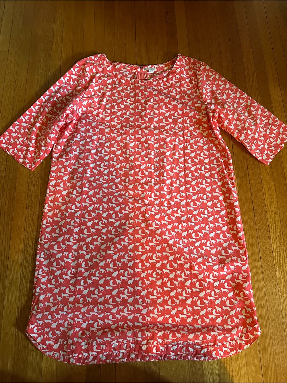 Gap Womans Vicki Shift Coral and White Cat Print Dress, Size XL, NWOT